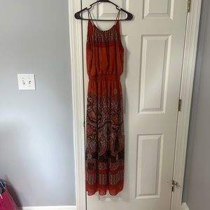 Large orange floral maxi dress